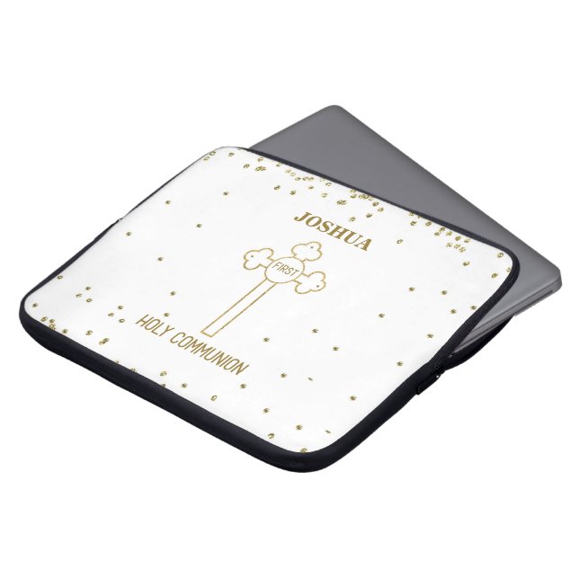 Capa Para Notebook Nome Personalizado Primeira Comunhão Cruz com Apar (Frente Topo)