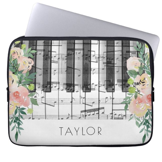 Capa Para Notebook nome personalizado romântico do Piano (Frente)