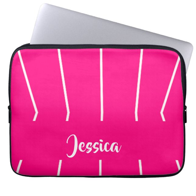 Capa Para Notebook Nome personalizado rosa e branco (Frente)