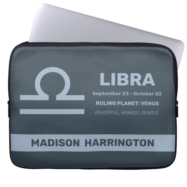 Capa Para Notebook Nome Personalizado / Texto Símbolo Zodíaco Libra (Frente)