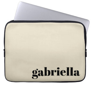 Capa Para Notebook Nome Personalizado Tipografia Negrita Preto e Bege