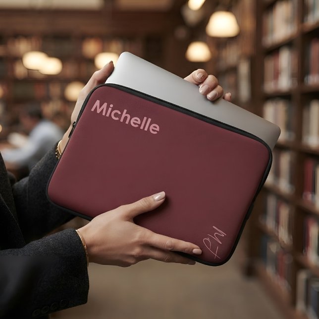 Capa Para Notebook Nome Personalizado Volta às Aulas Burgundy (Criador carregado)
