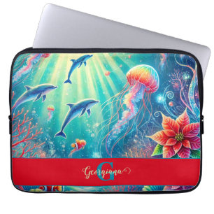 Capa Para Notebook Nome Personalizado Whimsical Floral Coral Reef Poi