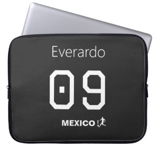 Capa Para Notebook Nome Pessoal Futebol México Minimalista Preto