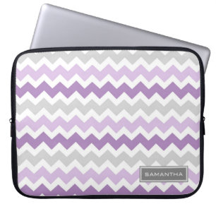 Capa Para Notebook Nome roxo do costume de Ombre Chevron do laptop