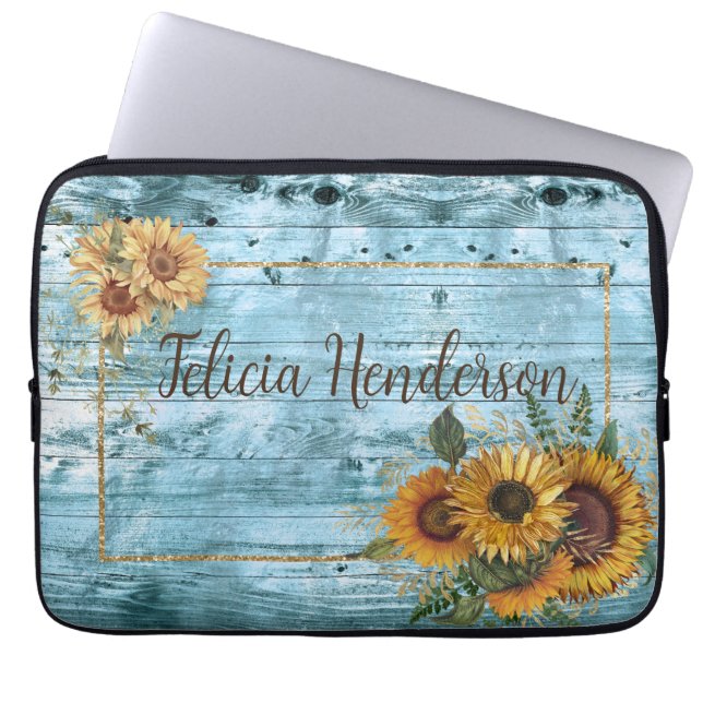 Capa Para Notebook Nome Rustic Yellow Sunflower (Frente)