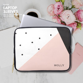 Capa Para Notebook Nome Simples de Blush Menino e Bolinhas Preta Mode