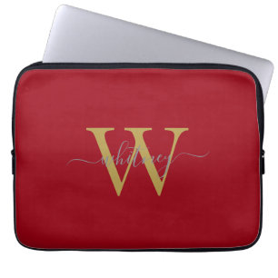 Capa Para Notebook Nome simples do monograma e Laptop monocromático i