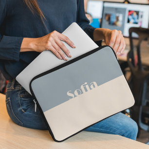 Capa Para Notebook Nome simples e limpo, cor-de-rosa e azul