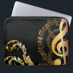 Capa Para Notebook Nota de Música de Ouro Negro Elegante<br><div class="desc">Nota de Música design de luxo. Você é bem-vindo a visitar minha loja para produtos mais bonitos.</div>