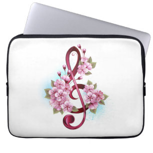 Capa Para Notebook Notas de clave de trecho musical com flores de Sak