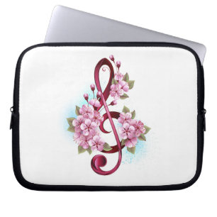 Capa Para Notebook Notas de clave de trecho musical com flores de Sak