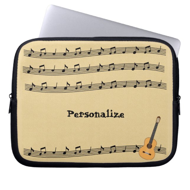 Capa Para Notebook Notas de Música e Laptop Personalizar Violão (Frente)