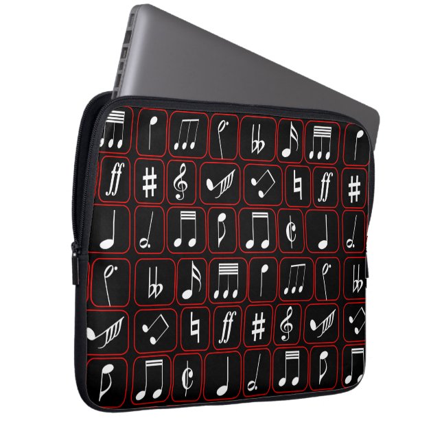 Capa Para Notebook Notas de música geométricas na moda Red Black and  (Frente Esquerda)