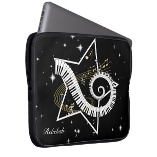 Capa Para Notebook Notas musicais personalizadas do ouro da estrela