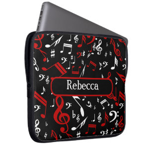 Capa Para Notebook Notas Musicais Pretas e Brancas Personalizadas