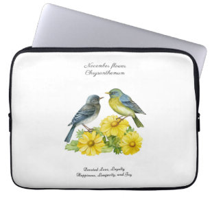 Capa Para Notebook Novembro Nascimento Mês Flor Pássaros Chrysanthemu