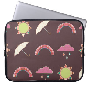 Capa Para Notebook Nuvens, chuva, sol, padrão guarda-chuva.