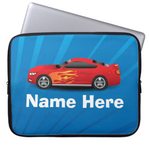 Capa Para Notebook O azul brilhante com o carro de esportes vermelho