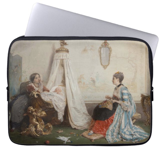 Capa Para Notebook O bebê está dormindo (por Gerolamo Induno) (Frente)