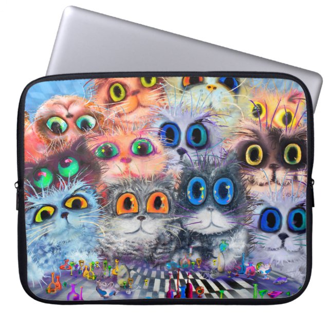 Capa Para Notebook O conjunto do retrato sabstrato dos gatos, acry (Frente)