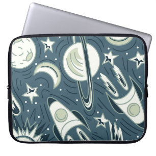 Capa Para Notebook O espaço desenhado à mão é um padrão de vintage se