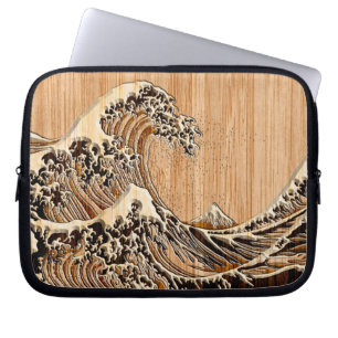 Capa Para Notebook O estilo de madeira de bambu do embutimento da