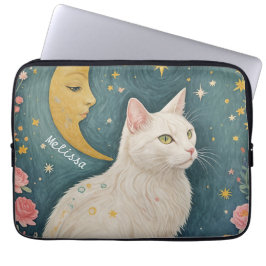 Capa Para Notebook O Gato Branco Encantador com Olhos Verdes