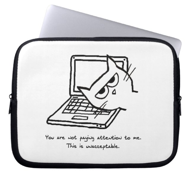 Capa Para Notebook O gato irritado exige a atenção - a bolsa de (Frente)