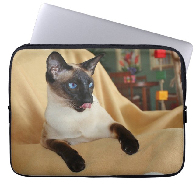 Capa Para Notebook O gato Siamese do ponto cómico do selo que lambe o (Frente)