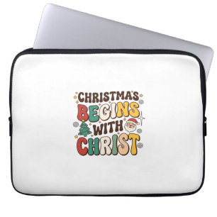 Capa Para Notebook O Natal Começa Com Cristo Design de Árvore de Nata