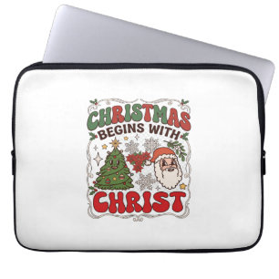 Capa Para Notebook O Natal Começa Cristo Papai Noel Árvore Floco de N