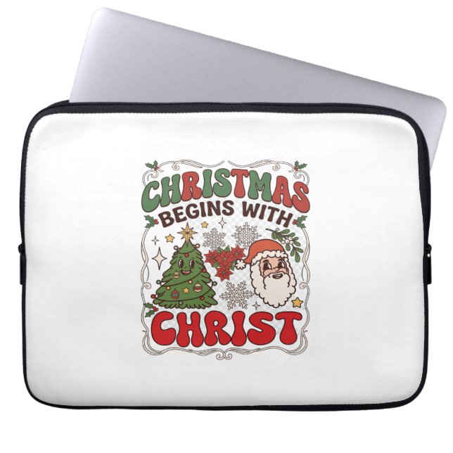 Capa Para Notebook O Natal Começa Cristo Papai Noel Árvore Floco de N (Frente)