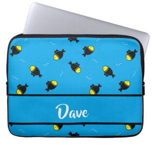 Capa Para Notebook O nome personalizado pesca o padrão em azul