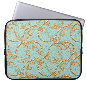 Capa Para Notebook O ouro Rococo apresenta um padrão perfeito. texto