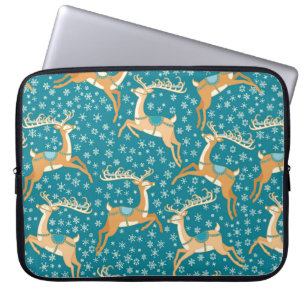 Capa Para Notebook O padrão perfeito da colheita de Natal com renas.