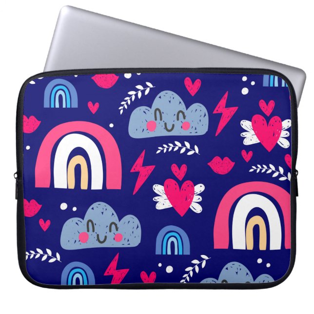 Capa Para Notebook O padrão perfeito das crianças, arco-íris, nuvens, (Frente)