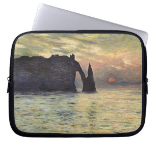 Capa Para Notebook O penhasco Etretat, por do sol por Claude Monet