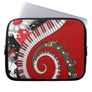 Capa Para Notebook O piano fecha redemoinhos florais do Grunge das