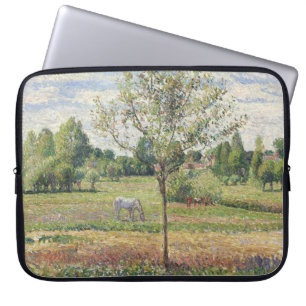 Capa Para Notebook O Prado com Cavalo Cinzento, Eragny, Pintura a Óle