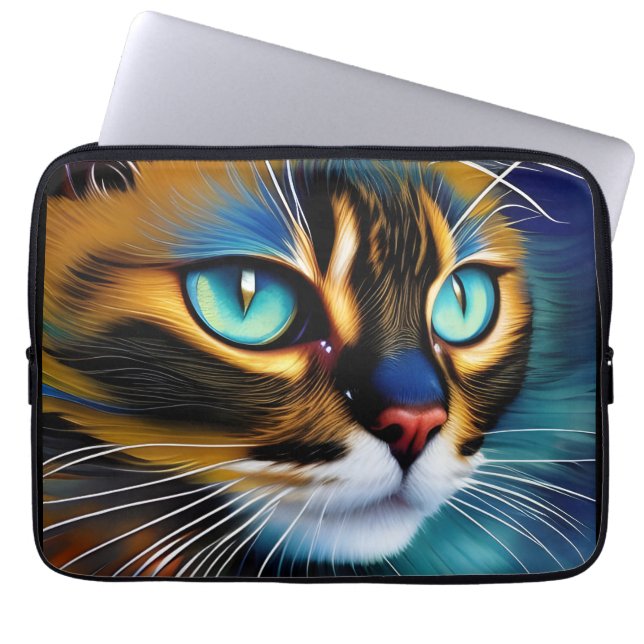 Capa Para Notebook O rosto de um belo ponto de Lynx Siamese (Frente)