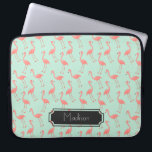 Capa Para Notebook O teste padrão bonito | cor-de-rosa e da hortelã<br><div class="desc">Este é um desenho de um pássaro do flamingo que seja feito em um teste padrão. O fundo é uma cor bonito da hortelã.  Há um quadro no design onde você pode ter seu nome imprimido.</div>