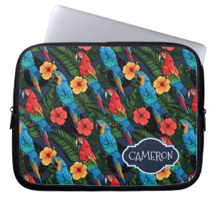 Capa Para Notebook O teste padrão do Macaw e do hibiscus adiciona