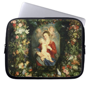 Capa Para Notebook O Virgin e a criança em uma festão da fruta e do