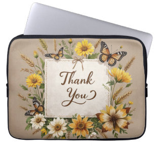 Capa Para Notebook Obrigado As flores silvestres desenhadas à mão, as