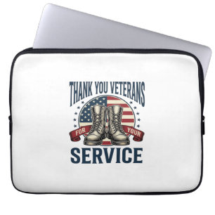 Capa Para Notebook Obrigado Veteranos Botas Patrióticas Design Vintag