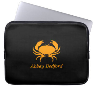 Capa Para Notebook Ocean Glow_Orange on Black Crab_personalized