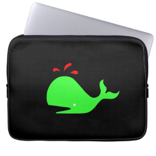 Capa Para Notebook Ocean Glow_Spouty Whale Verde Brilhante, Vermelho 