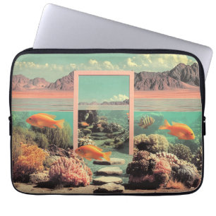 Capa Para Notebook Oceano Desértico Surreal com Porta