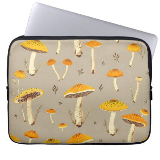 Capa Para Notebook Ochre Yellow Mushroom Whimsical Woodland Botanical